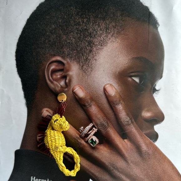 Large Texture Boho Statement Colombian Iraca Earrings - Picture 6 of 7